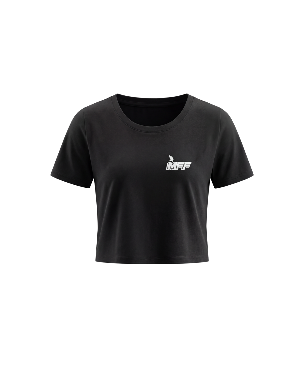 Schwarzes FAVR Logo Cropped T-Shirt für Damen