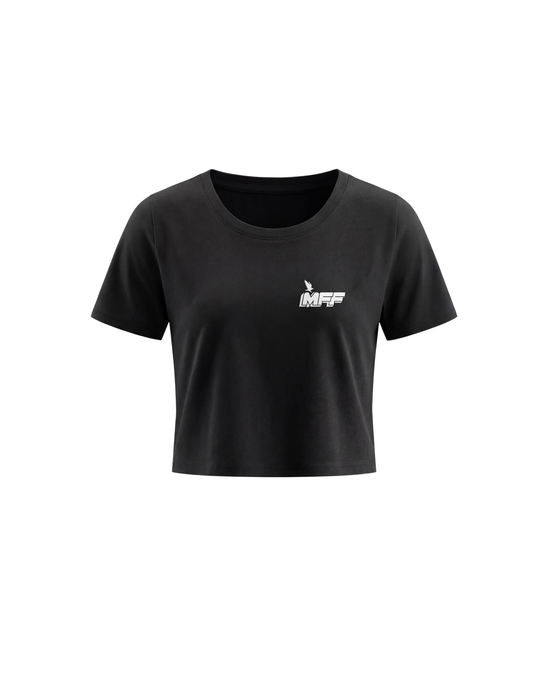 Schwarzes FAVR Logo Cropped T-Shirt für Damen