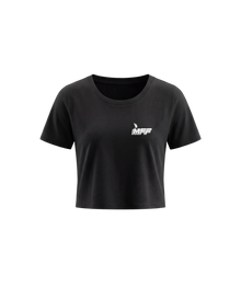 Schwarzes FAVR Logo Cropped T-Shirt für Damen