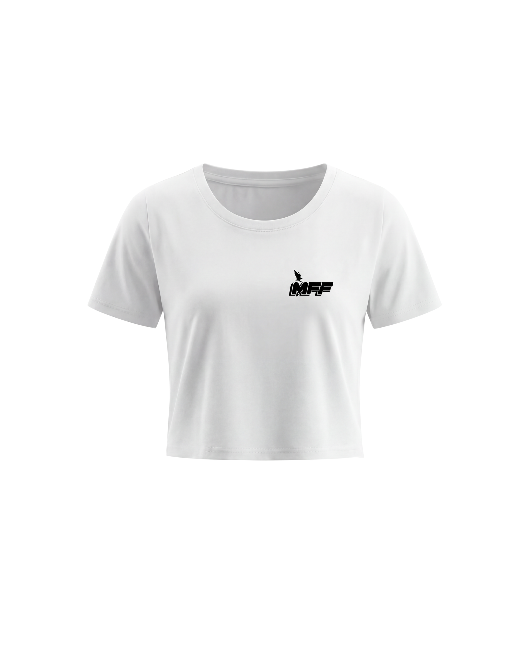 Weißes FAVR Logo Cropped T-Shirt für Damen