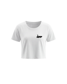 Weißes FAVR Logo Cropped T-Shirt für Damen