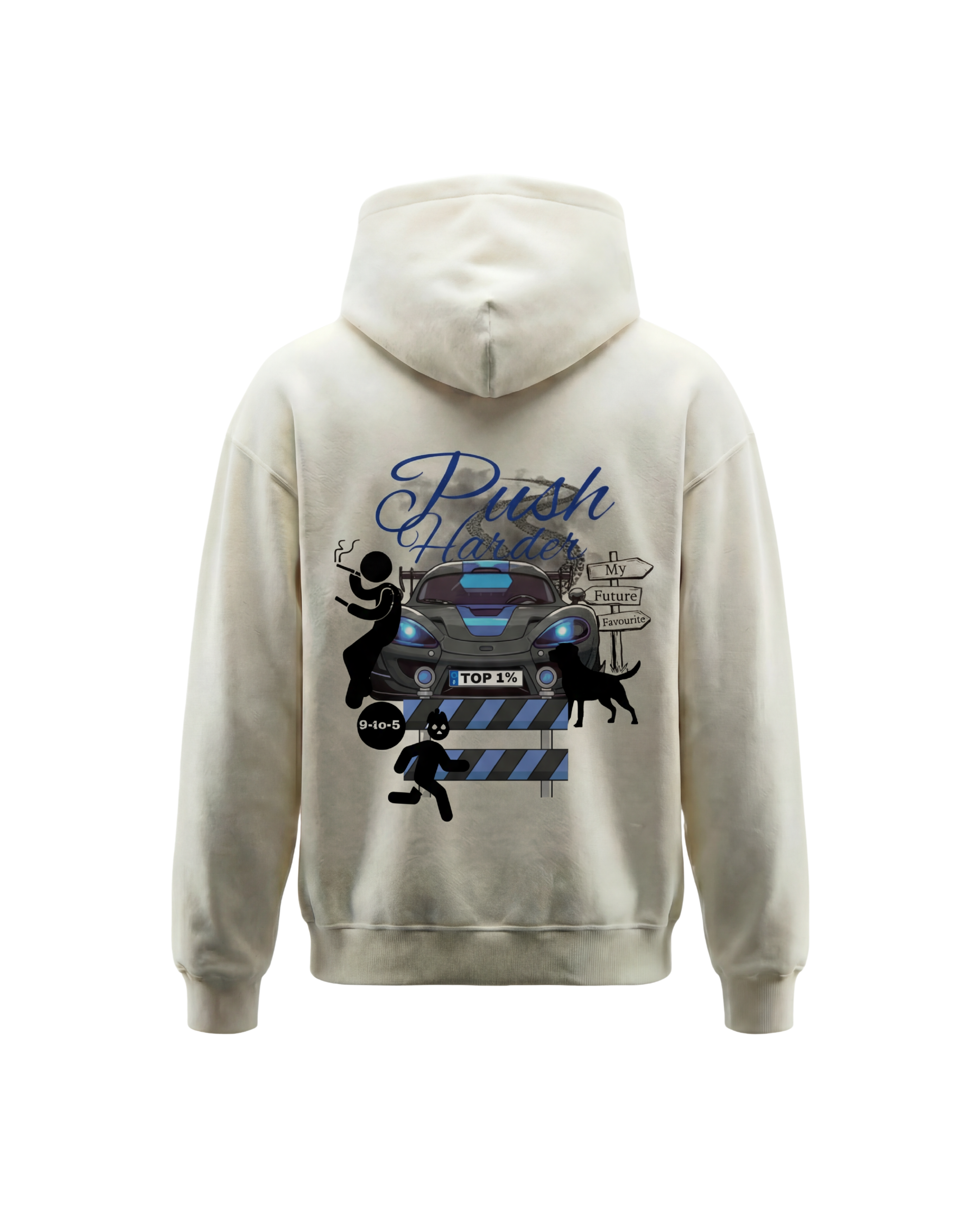 FAVR Oversized Hoodie PUSH HARDER - Front and back print