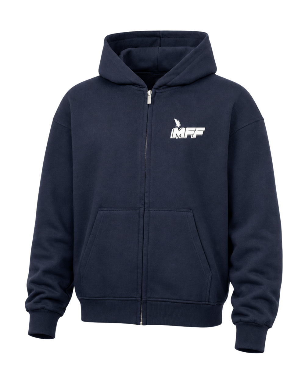 FAVR Oversized Zipper Hoodie in Schwarz mit Frontlogo